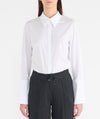 white shirt with point collar and extra deep cuff and concealed placket 