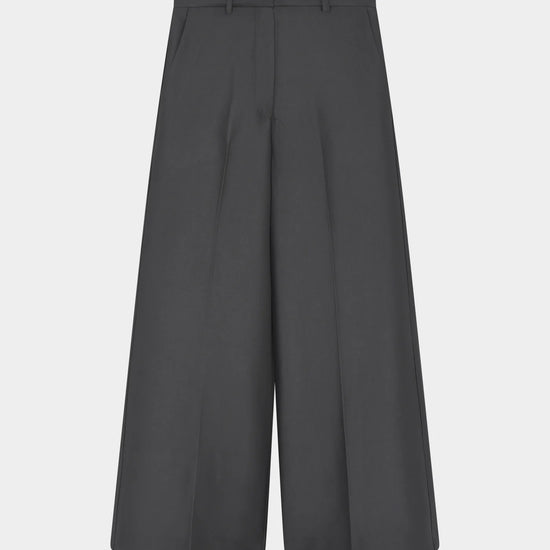 wide leg black suit trousers with belt loops
