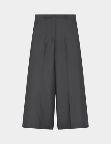 wide leg black suit trousers with belt loops