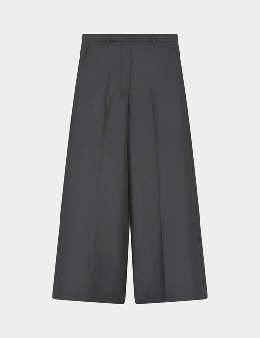wide leg black suit trousers with belt loops