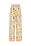 Linen drawstring trousers with a holiday inspired print