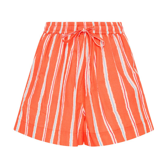 Pull on orange stripe shorts with elasticated waist