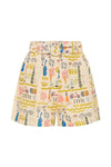 Printed linen shorts with a removable matching belt