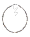 Grey stone beaded choker necklace with pearls