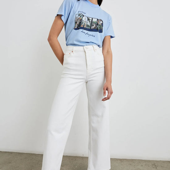 Pale blue slogan tee with Rails Los Angeles decal