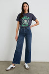 Boyfriend tee with green coloured rails Boston slogan