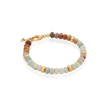 Amazonite beaded bracelet with gold plated sterling silver lobster clasp