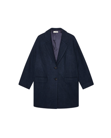 Navy wool blend coat with flp pockets