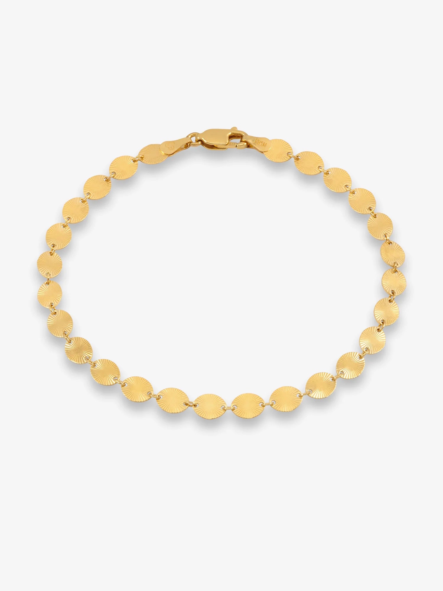 Gold bracelet by Rachel Jackson on a white background