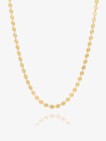 Gold chain necklace by Rachel Jackson on white background