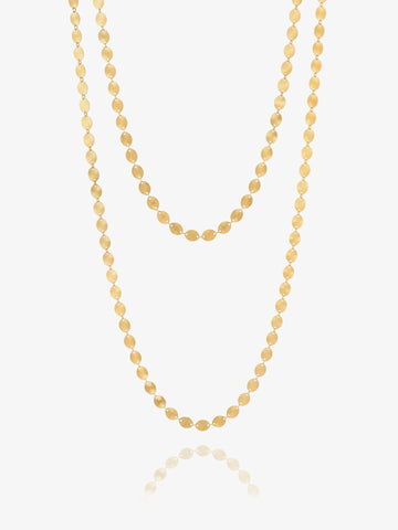 Gold LONG necklace on a white background