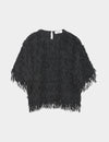 short sleeve black fringe top with round neck from day birger