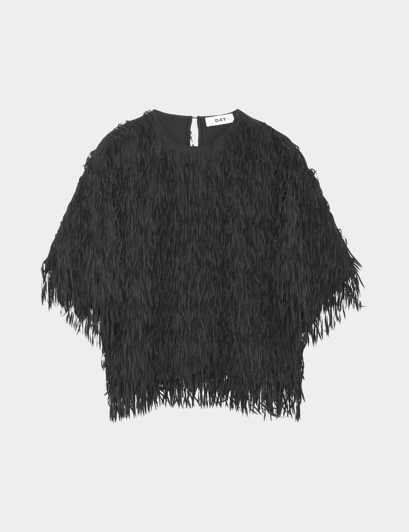 short sleeve black fringe top with round neck from day birger