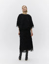 short sleeve black fringe top with round neck from day birger model shot