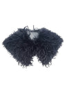 Black feathered collar style scarf product on a white background