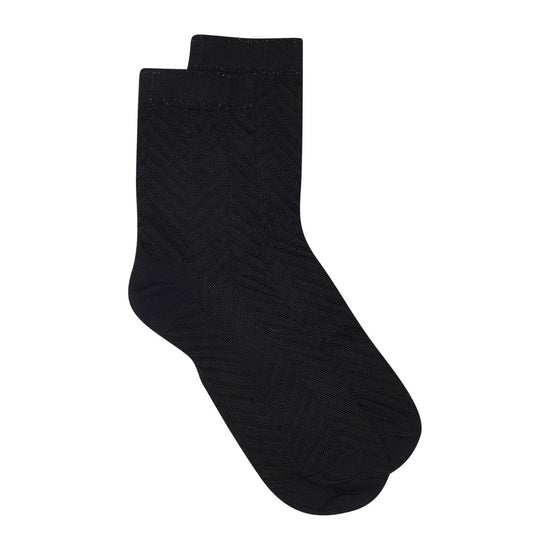 Kaila Short Sock Black with pattern design and sparkle trim