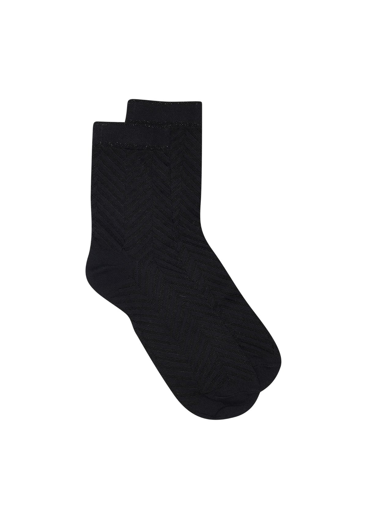 Kaila Short Sock Black with pattern design and sparkle trim
