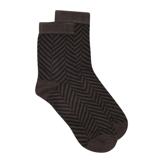 Kaila Short Sock Brown with pattern design and sparkle trim