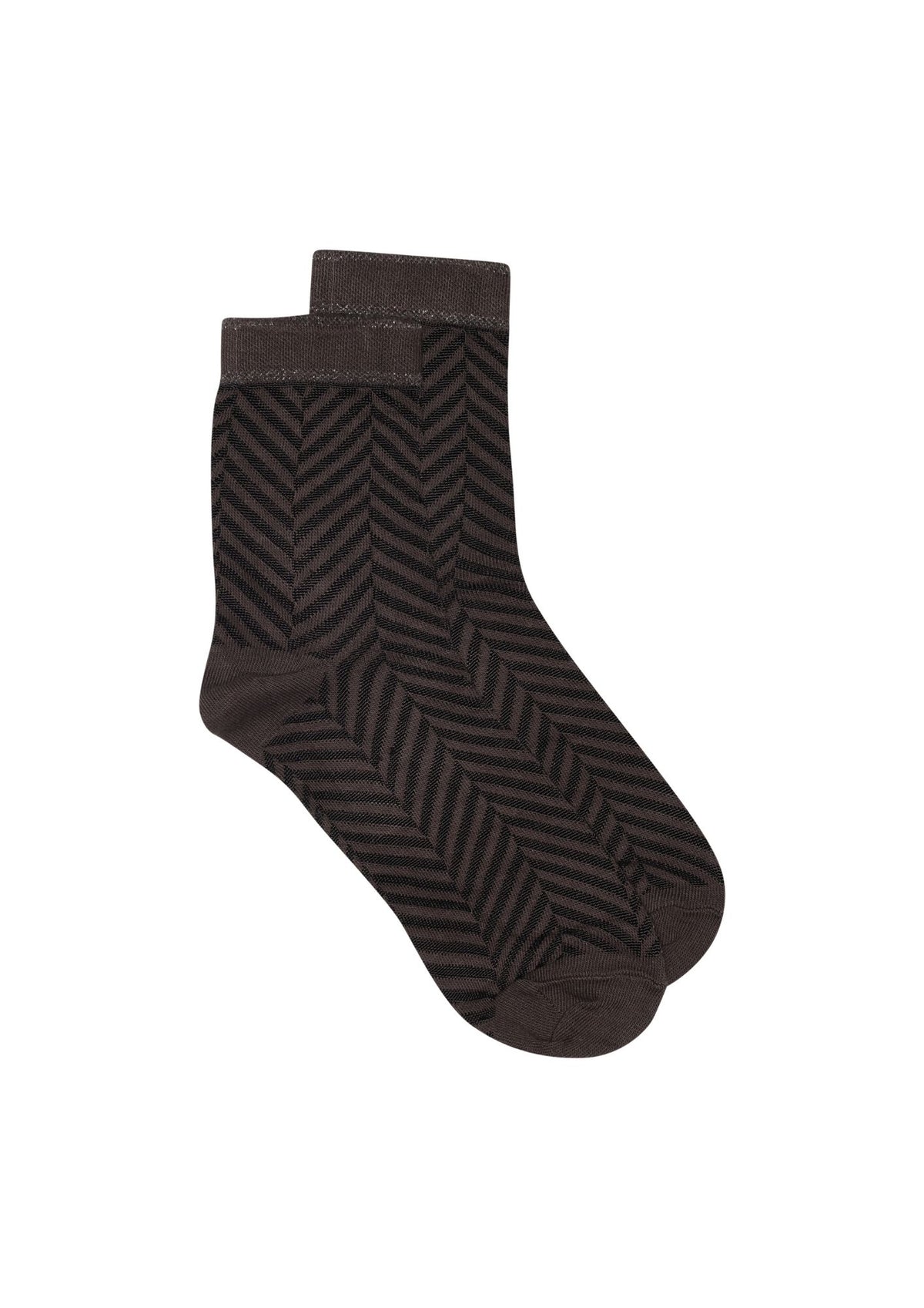 Kaila Short Sock Brown with pattern design and sparkle trim