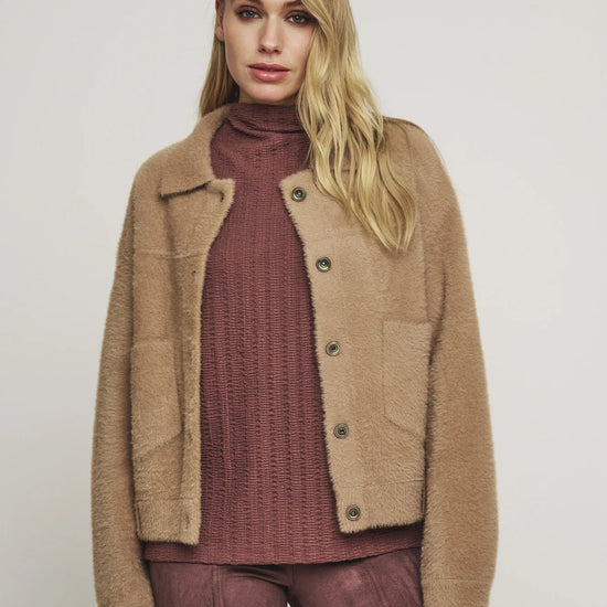 Twig colour button through knit jacket 