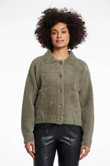 short green jacket with collar and patch pockets from rino and pelle