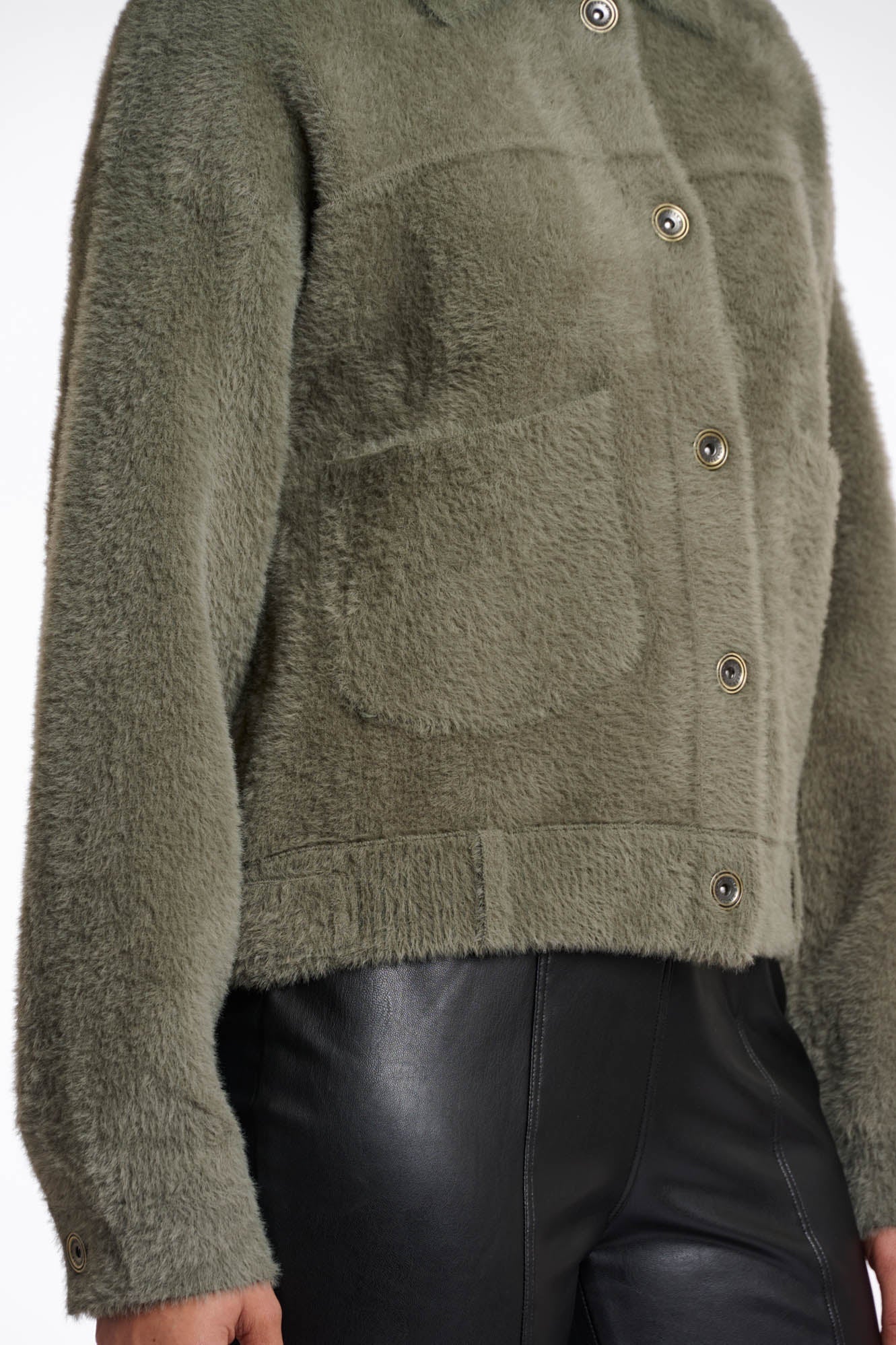 short green jacket with collar and patch pockets from rino and pelle close up