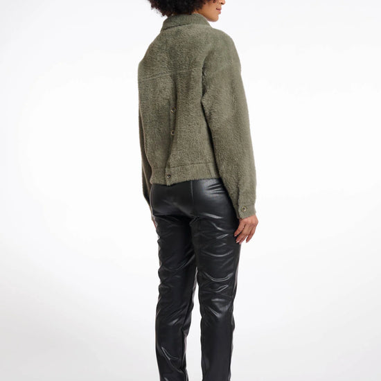 short green jacket with collar and patch pockets from rino and pelle rear view 