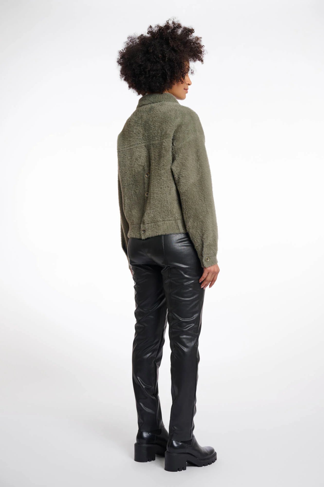 short green jacket with collar and patch pockets from rino and pelle rear view 