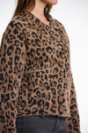 leopard print super soft short jacket with collar and patch pockets from rino and pelle side view