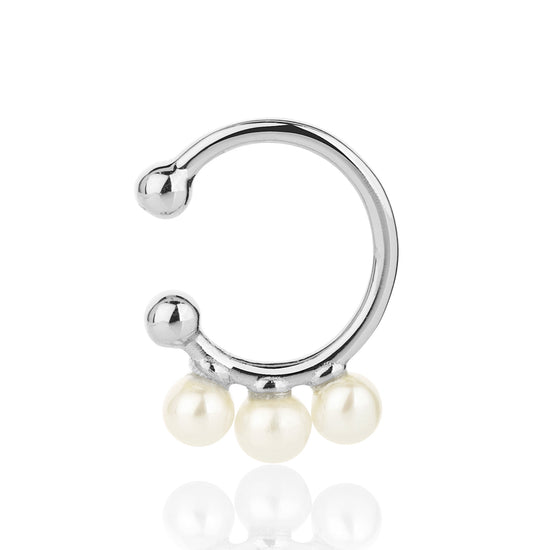 3 pearl silver ear climber