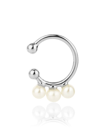 3 pearl silver ear climber