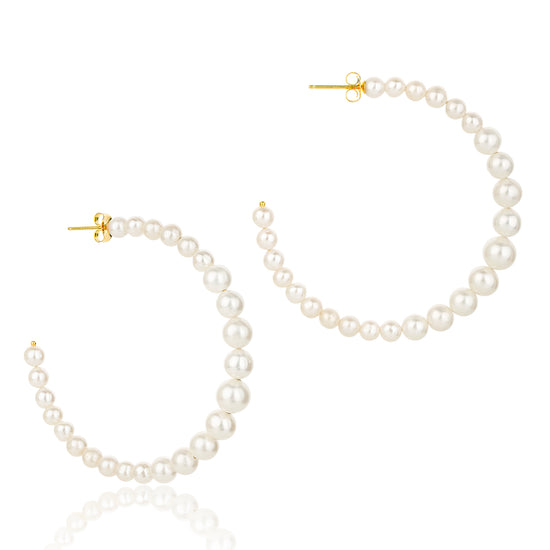 pearl hoops with gold fastening