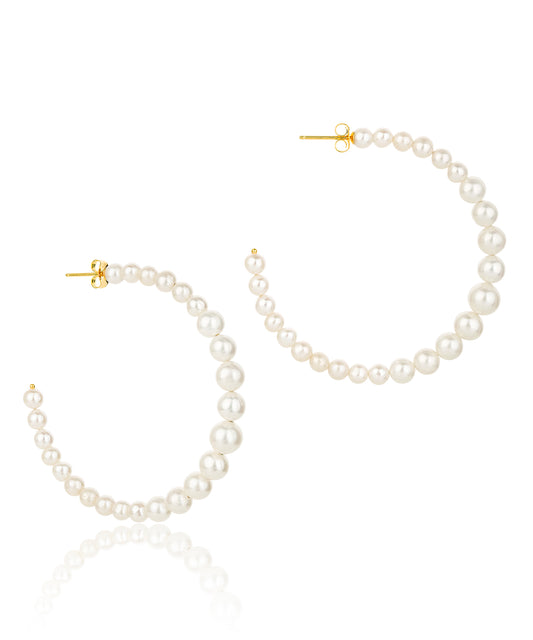 pearl hoops with gold fastening