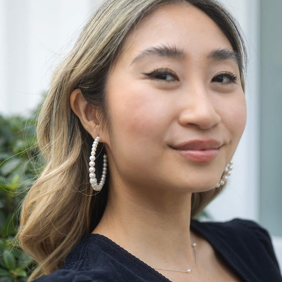 pearl hoop earrings model shot