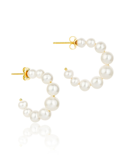 small pearl hoop earrings with gold clasps