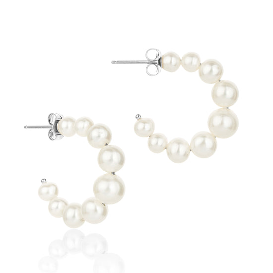 small pearl hoop earrings with silver back