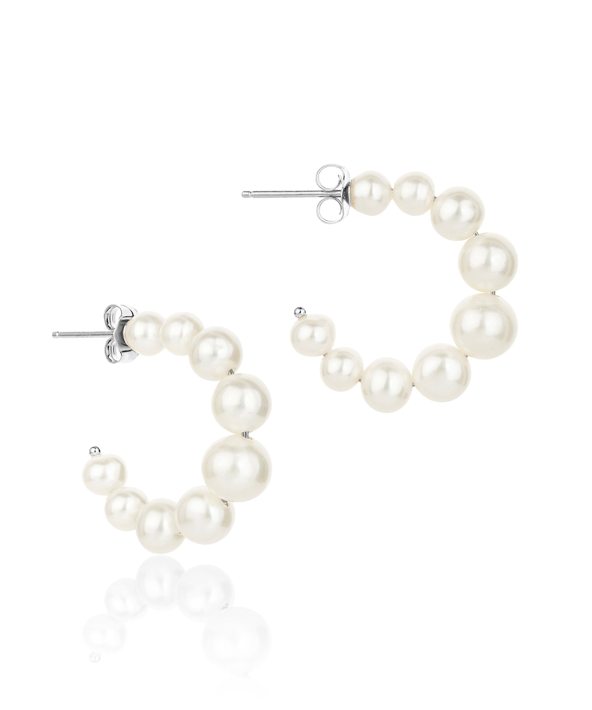 small pearl hoop earrings with silver back