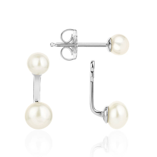 silver stud earrings with optional pearl drop