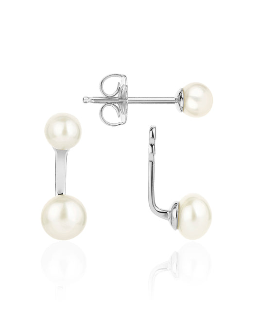 silver stud earrings with optional pearl drop