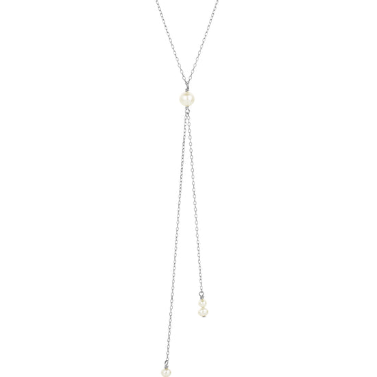 silver pearl lariat necklace 