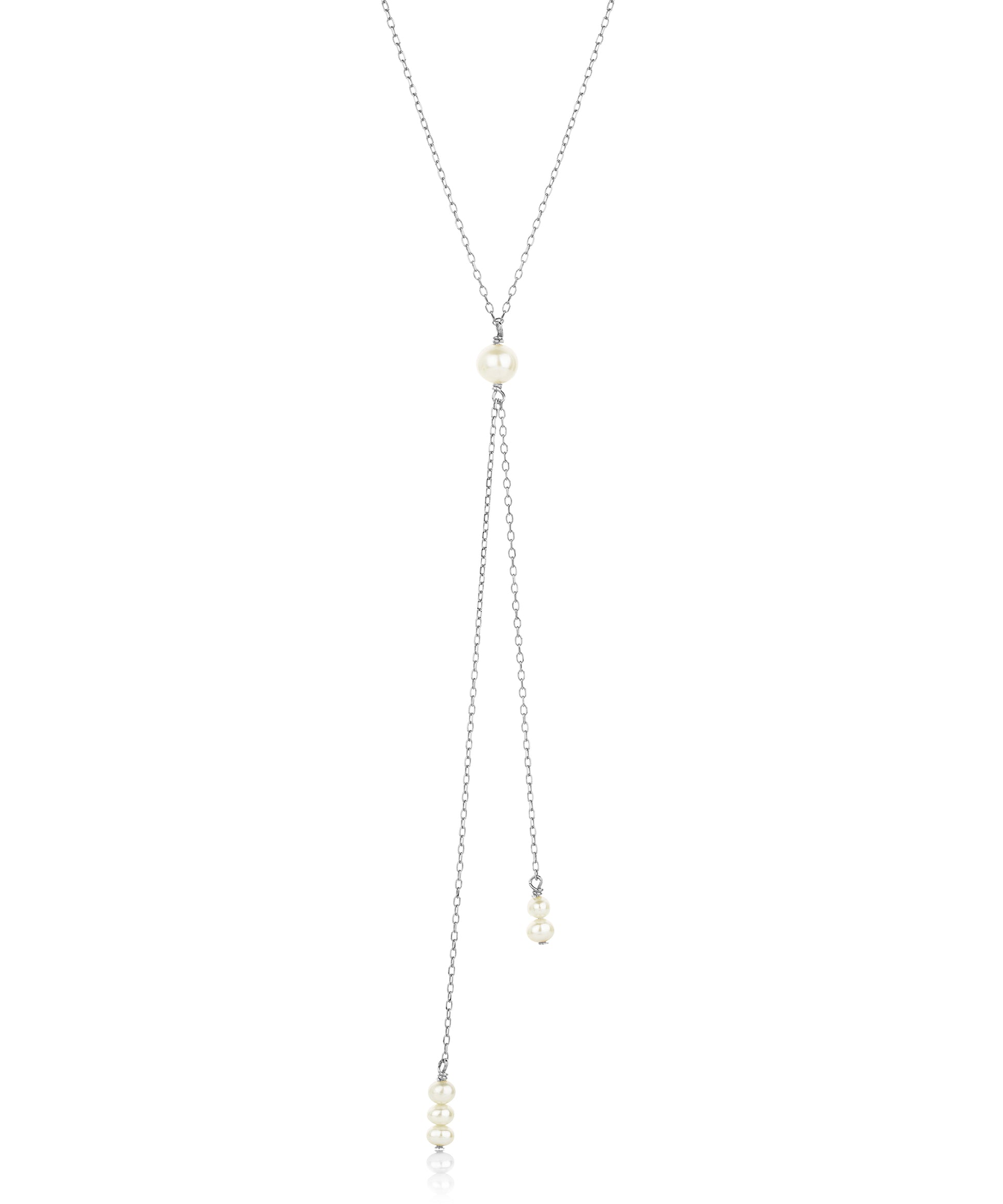 silver pearl lariat necklace 