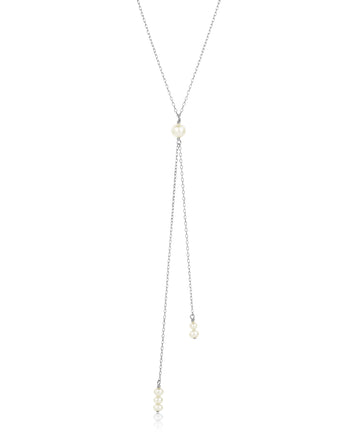 silver pearl lariat necklace 