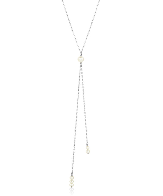 silver pearl lariat necklace 