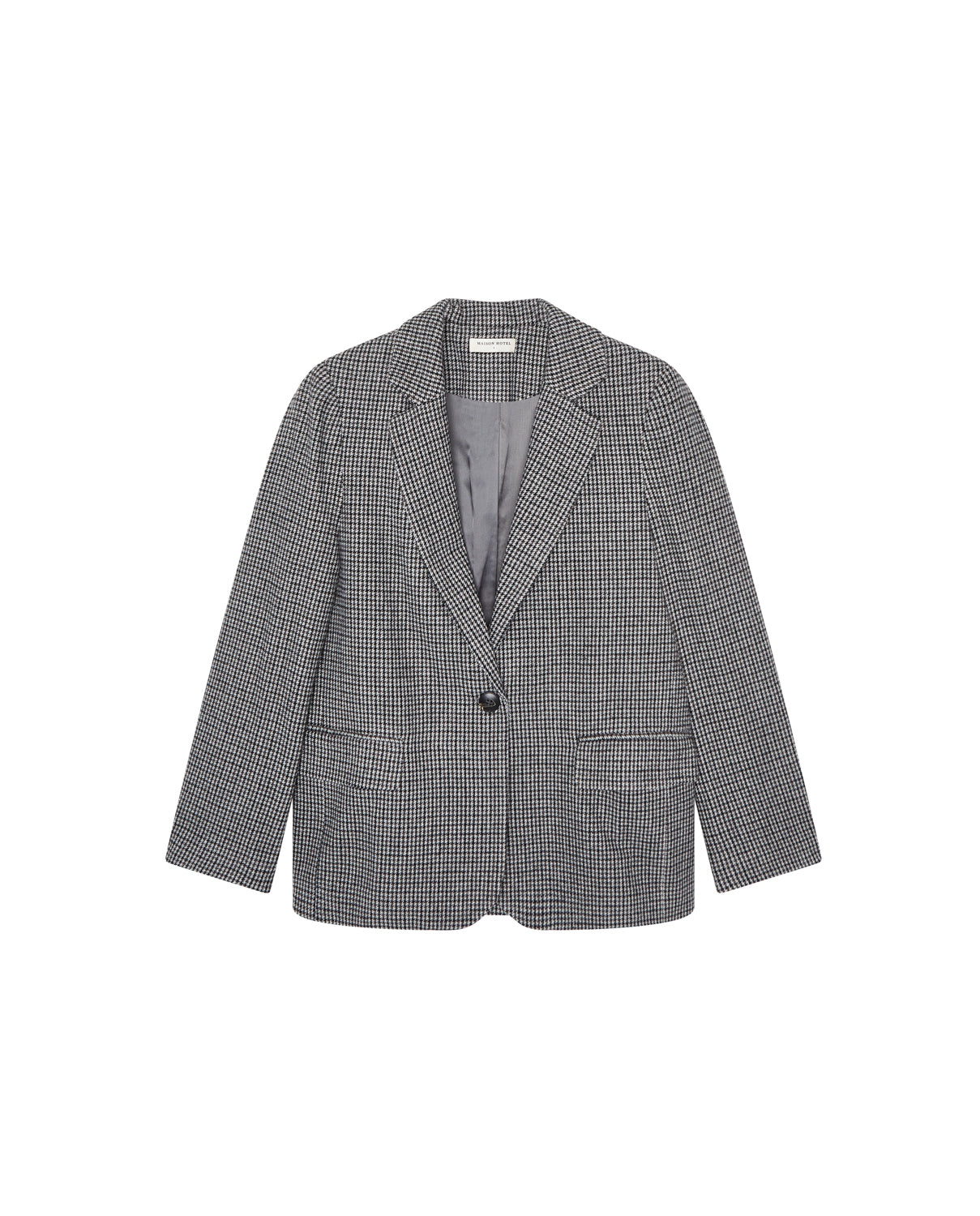 dogtooth blazer with 2 front welt pocket, 3 button cuff and classic lapel