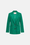 Single breasted jumbo cord blazer in green with front patch pockets
