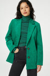 Single breasted jumbo cord blazer in green with front patch pockets