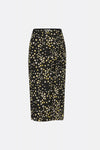 Black and white/yellow floral stretchy pencil skirt with front side ruched detail
