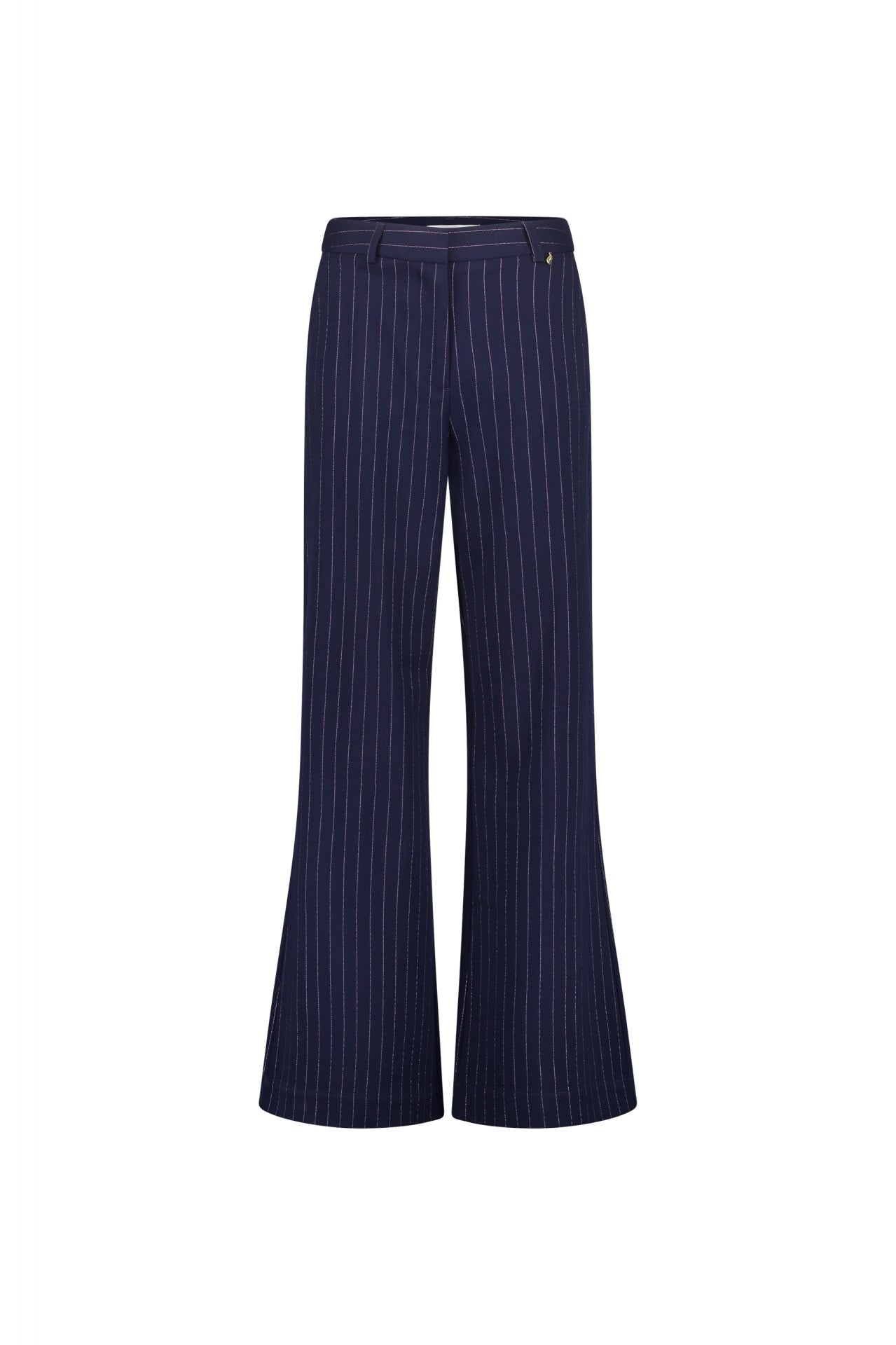 Wide leg long navy with pink sparkle pinstripe tailored trousers