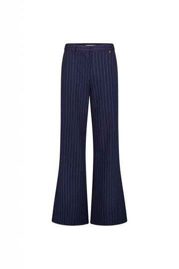 Wide leg long navy with pink sparkle pinstripe tailored trousers