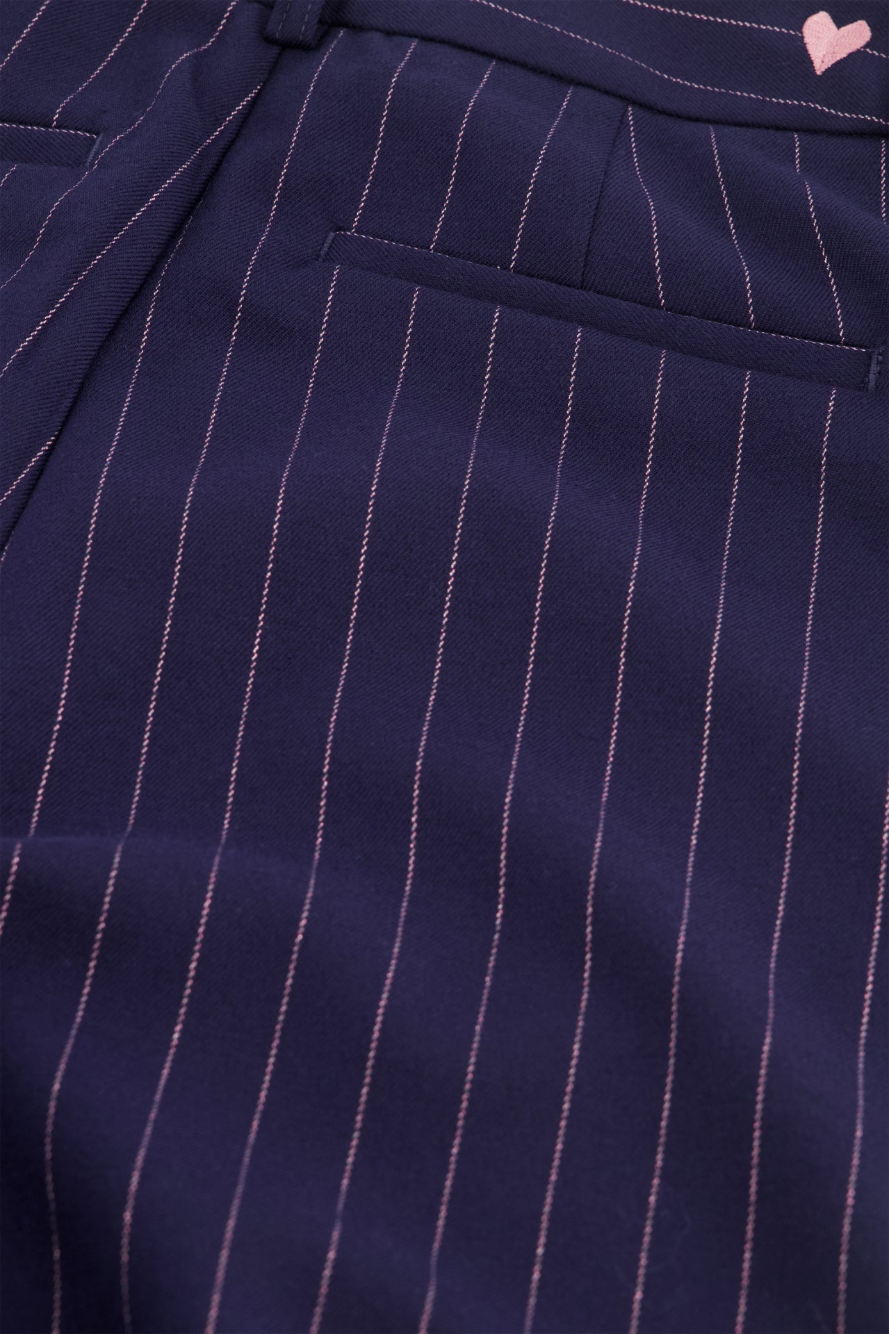 Wide leg long navy with pink sparkle pinstripe tailored trousers